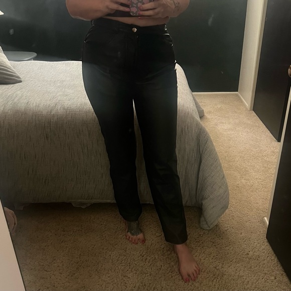 Vintage 80s 90s 100% Leather High Waisted  Pants - Picture 3 of 15